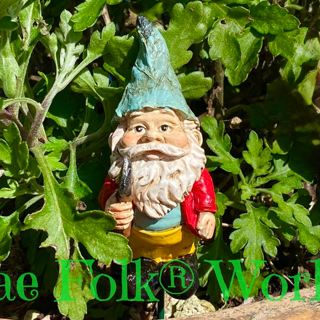 Tiny Gnome Holding Spade - Pot or Garden Stake