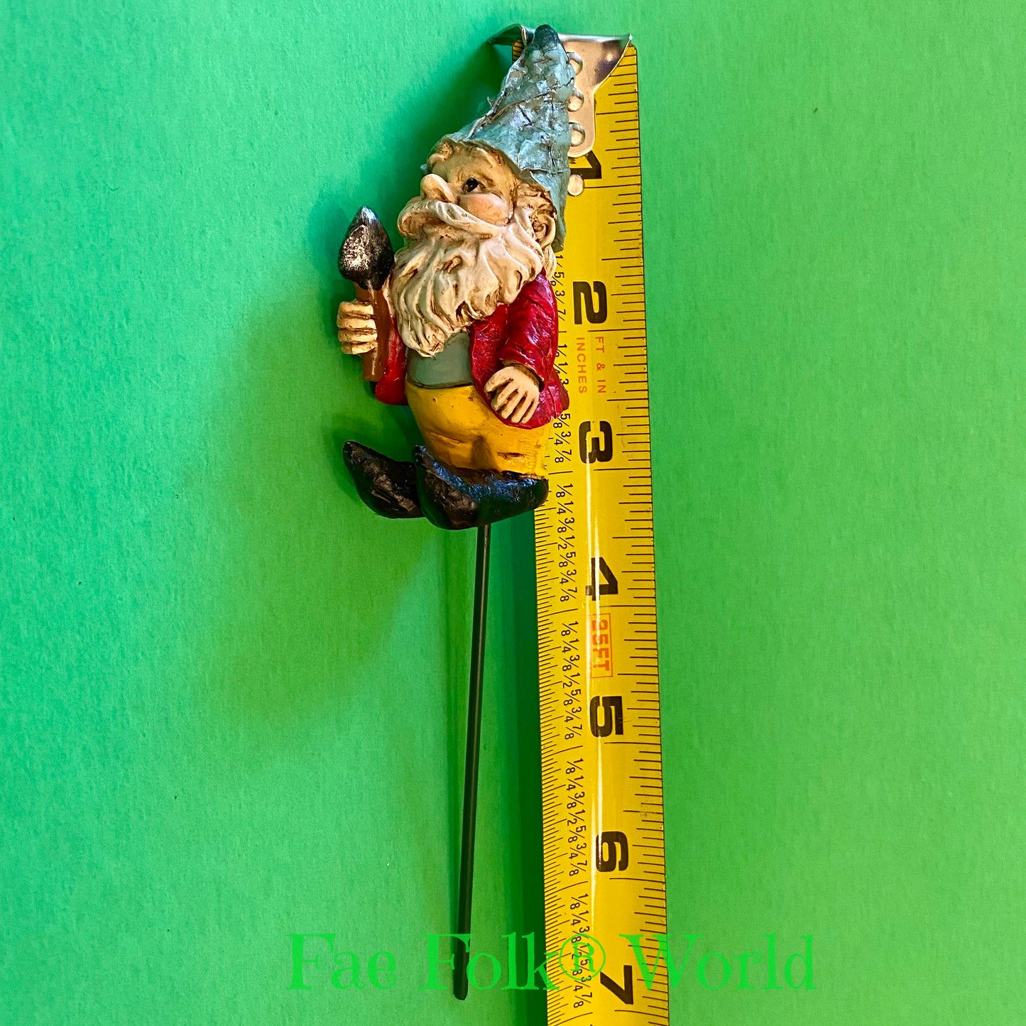 Tiny Gnome Holding Spade - Pot or Garden Stake