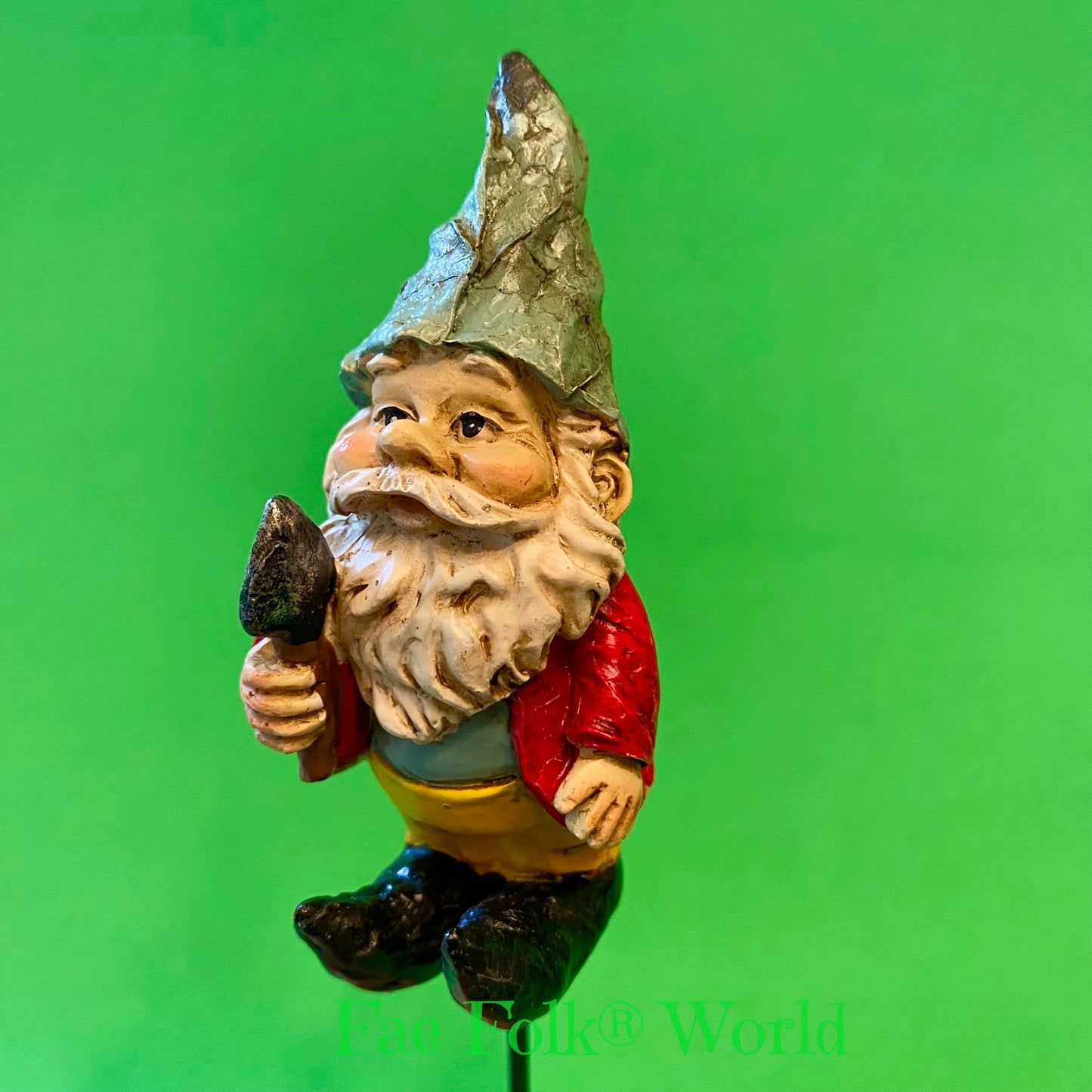 Tiny Gnome Holding Spade - Pot or Garden Stake