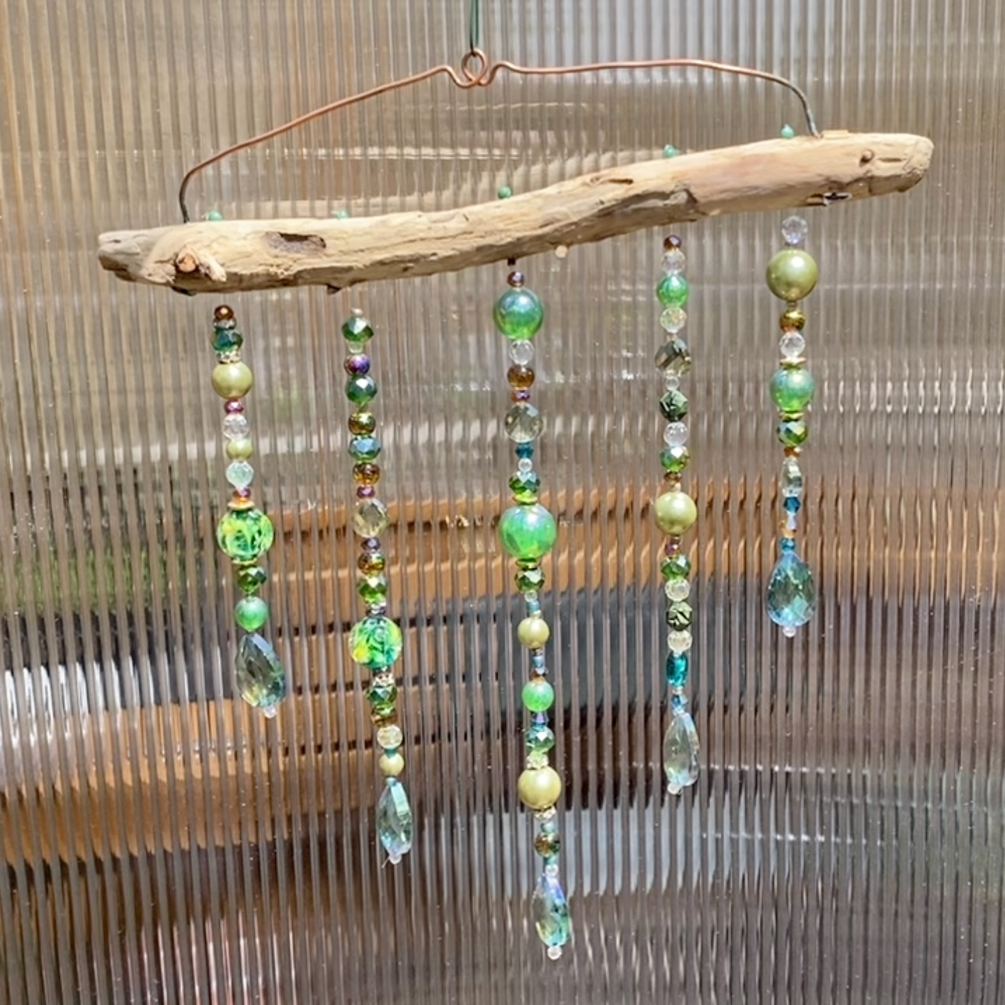 Handcrafted Beaded Driftwood Suncatcher