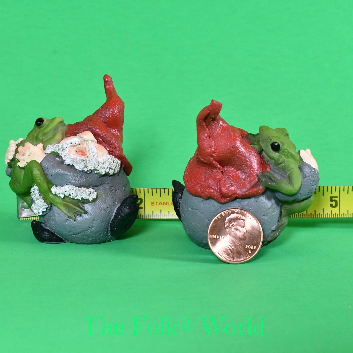 Mini Garden Gnome Hugging Frog