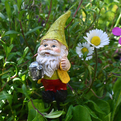 Tiny Gnome Holding Watering Can - Pot or Garden Stake