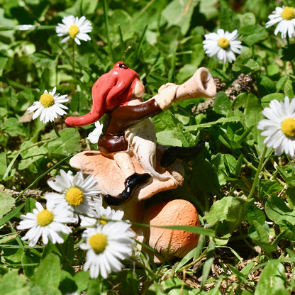 Mini Garden Gnome Blowing Horn