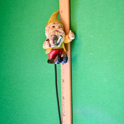 Tiny Gnome Holding Watering Can - Pot or Garden Stake