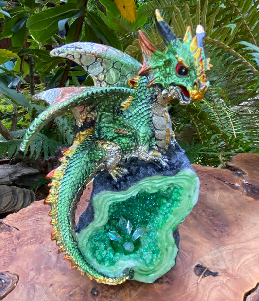 Green Crystal with Dragon