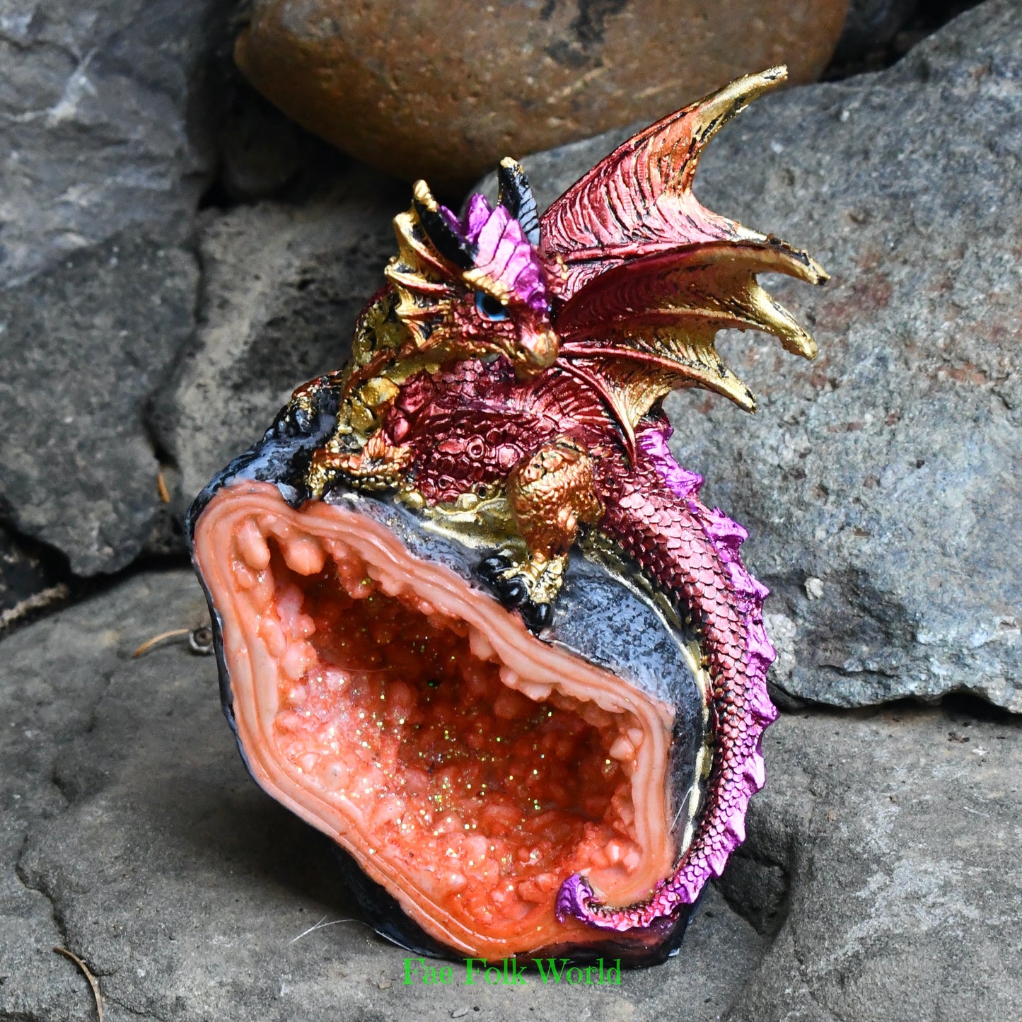 Dragon on Crystal - Orange