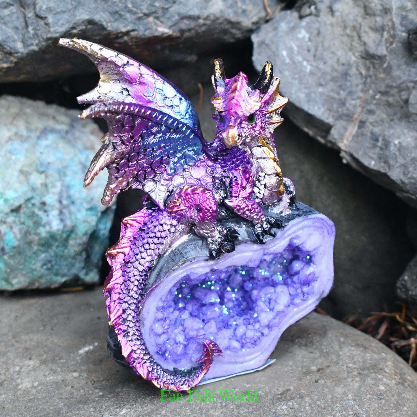 Dragon on Crystal - Purple