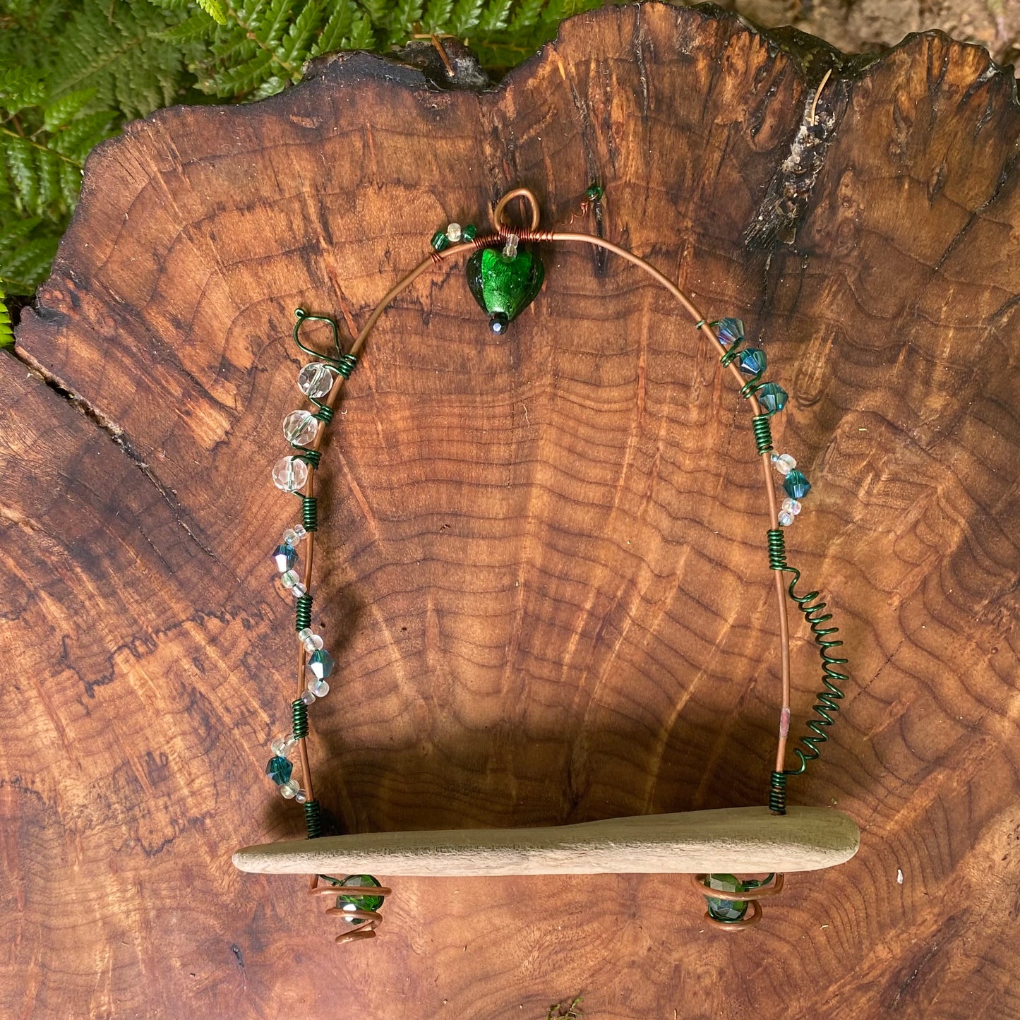 Handcrafted Green Heart Fairy Swing