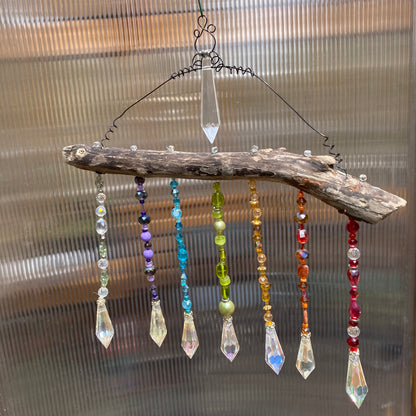 Handcrafted Chakra Driftwood Suncatcher