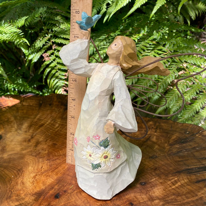 Wood-look Angel with Wire Wings