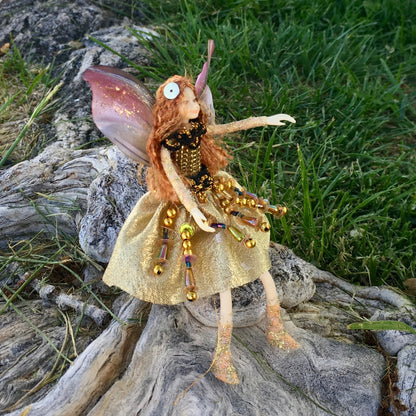 Fae Folk World Winged Gold Fairy Doll Aurum