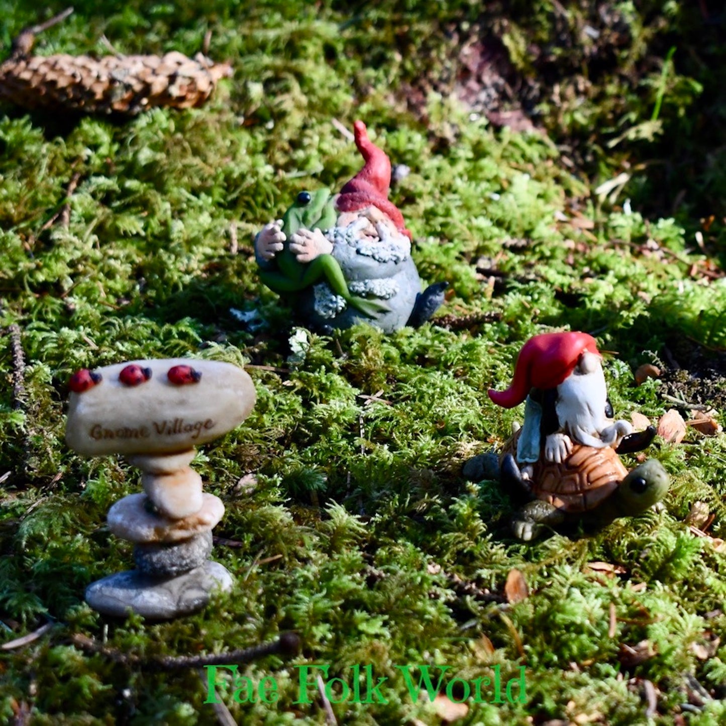 Mini Garden Gnome Riding Turtle