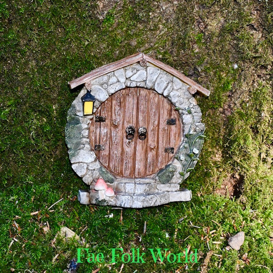 Fairy Door - Round Log Doors with Roof