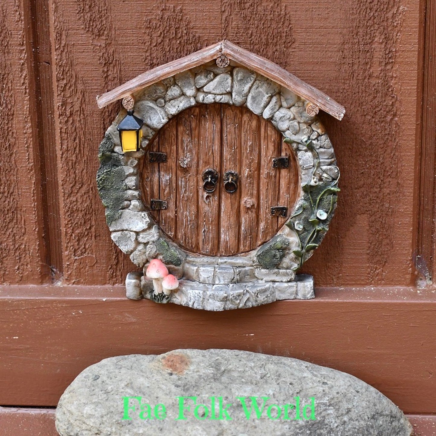 Fairy Door - Round Log Doors with Roof