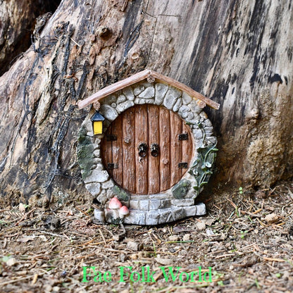 Fairy Door - Round Log Doors with Roof