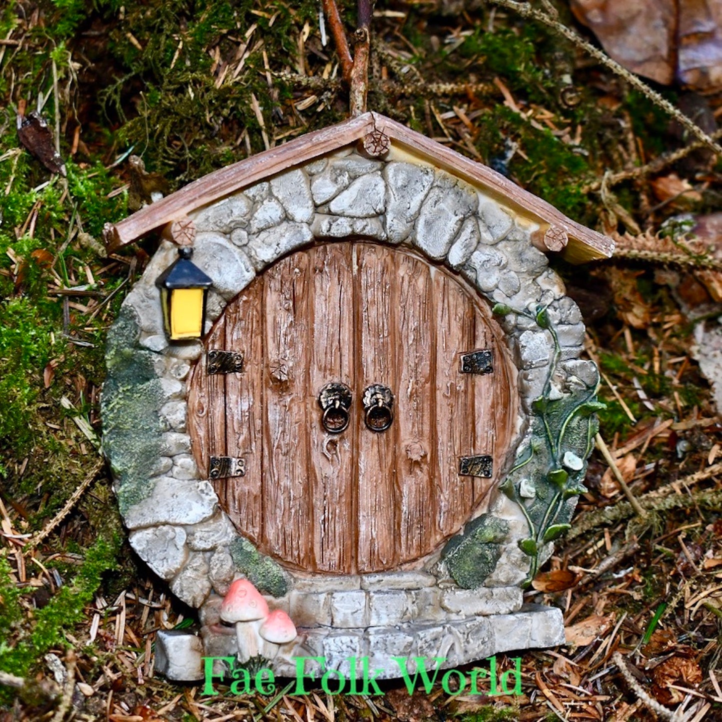 Fairy Door - Round Log Doors with Roof