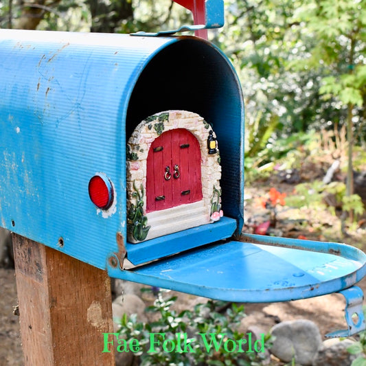 Fairy Door - Rounded Red Double Doors