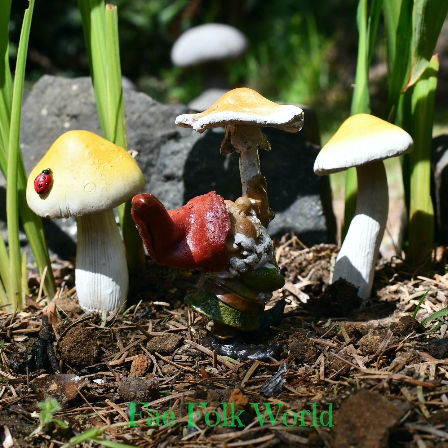 Fairy Garden Yellow Mushroom Set