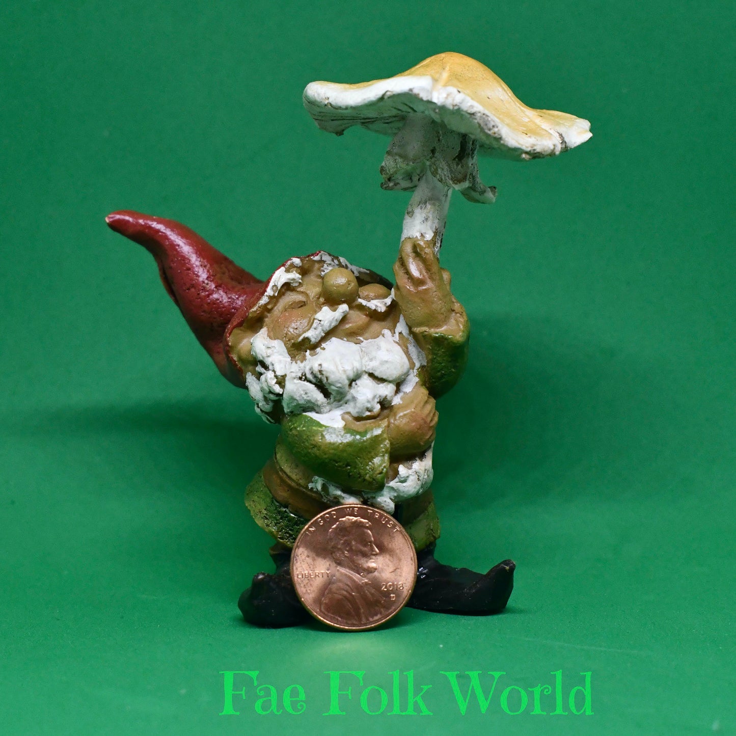 Mini Garden Gnome with Mushroom Umbrella