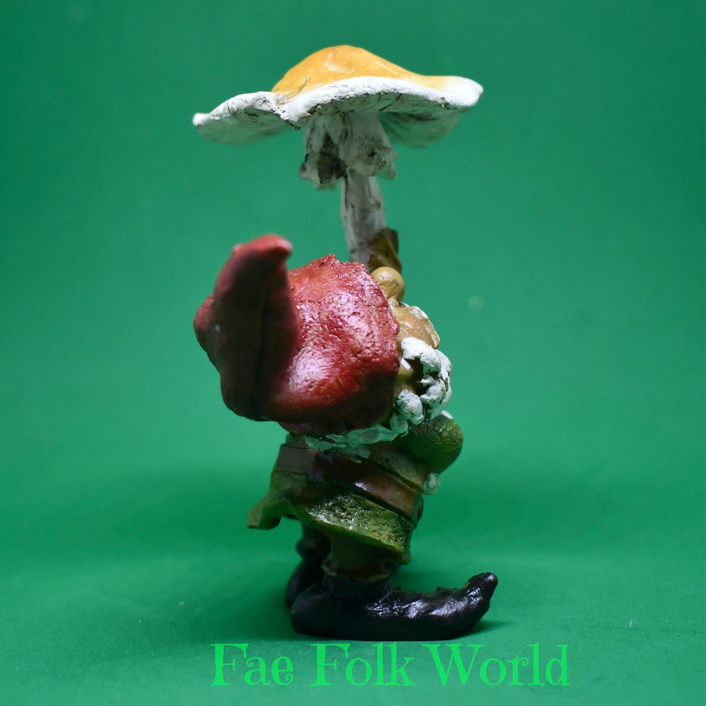 Mini Garden Gnome with Mushroom Umbrella