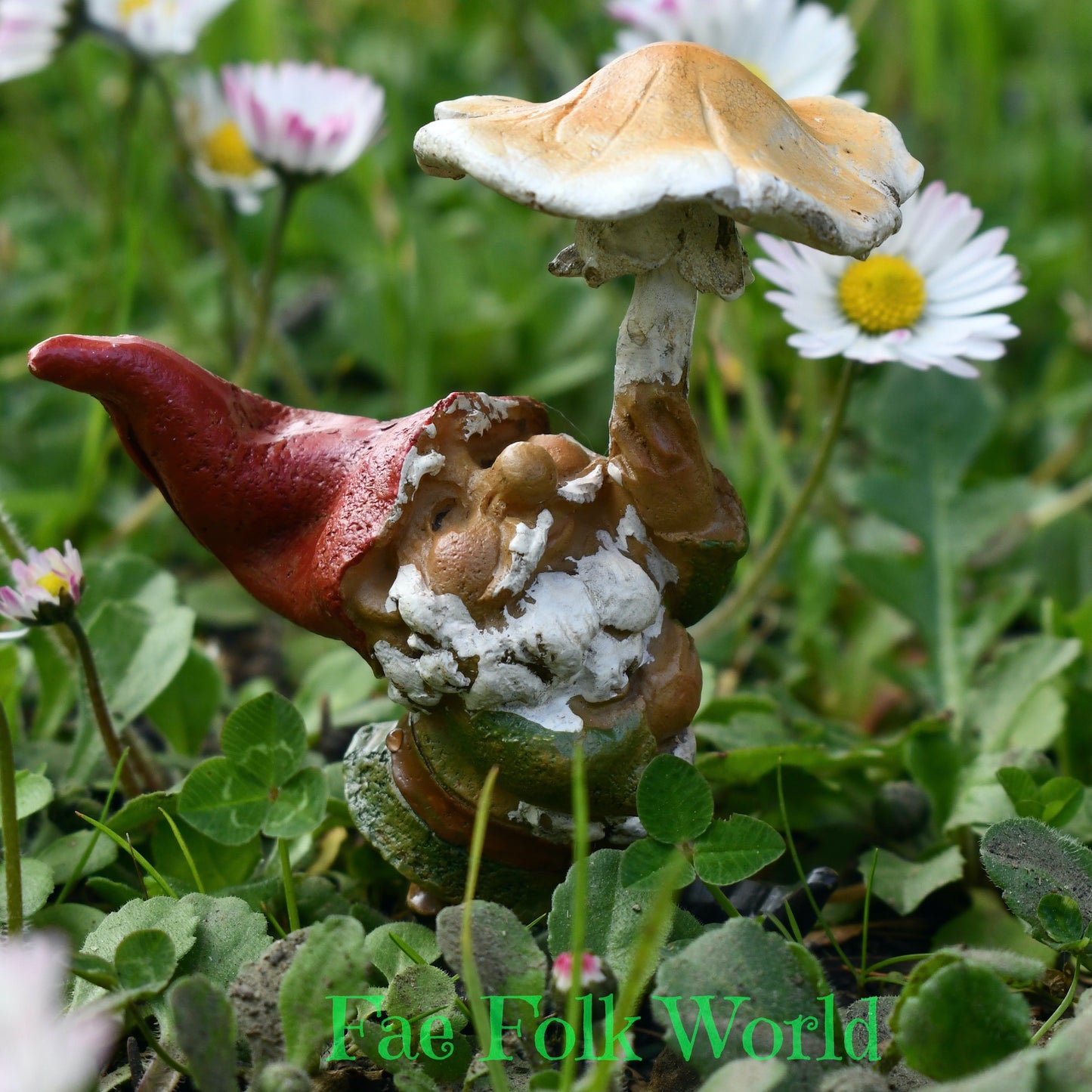 Mini Garden Gnome with Mushroom Umbrella